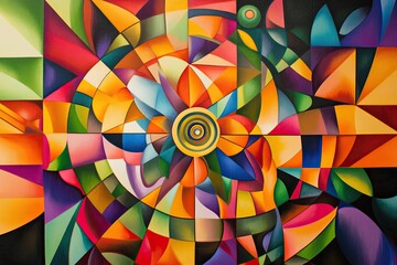 An abstract colorful design featuring geometric shapes and harmonious patterns, symbolizing creativity and innovation.