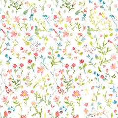 a close up of a floral pattern with many different flowers