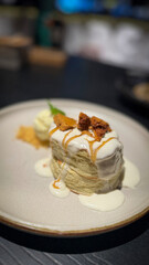 Delicious colorful decorated baked sweet tasty party cakes or catering cakes for party, bar dessert selection with cake, pie and pastries catering banquet, coffee break buffet at a conference content