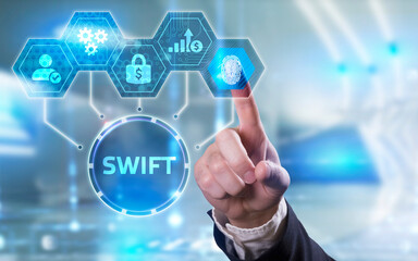 SWIFT. Society for Worldwide Interbank Financial Telecommunications. Financial Banking regulation concept.