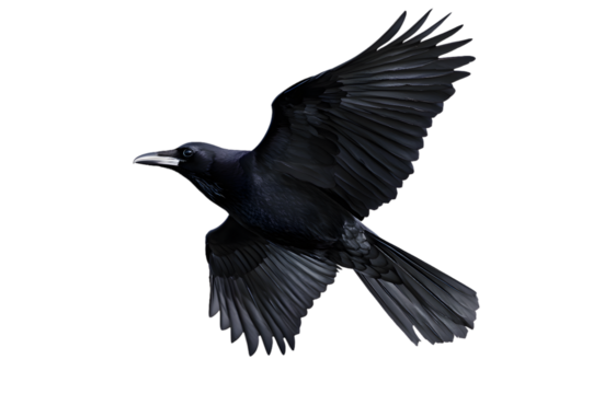 Black crow isolated on transparent background