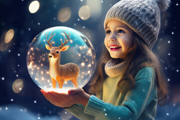 girl with snowglobe