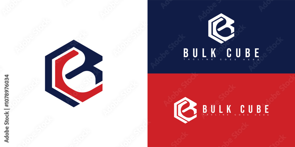 Aufkleber modern initial hexagon vector letter bc or cb logo in red-blue color isolated on multiple background