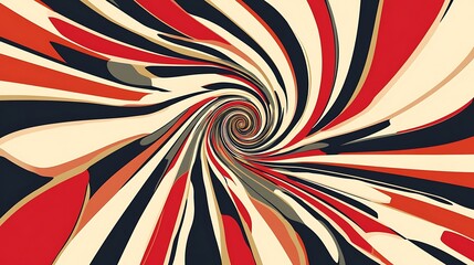 Abstract swirl pattern in red, black, and cream colors.