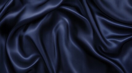 Fototapeta premium Smooth dark blue fabric with folds and wrinkles.