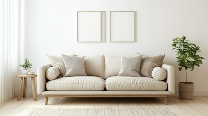 Fototapeta premium Modern Minimalist Living Room with Neutral Decor