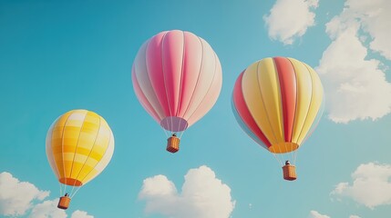 Naklejka premium Colorful Hot Air Balloons in Clear Blue Sky