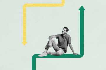 Composite trend artwork sketch image photo collage of copyspace arrow way direction point choose...