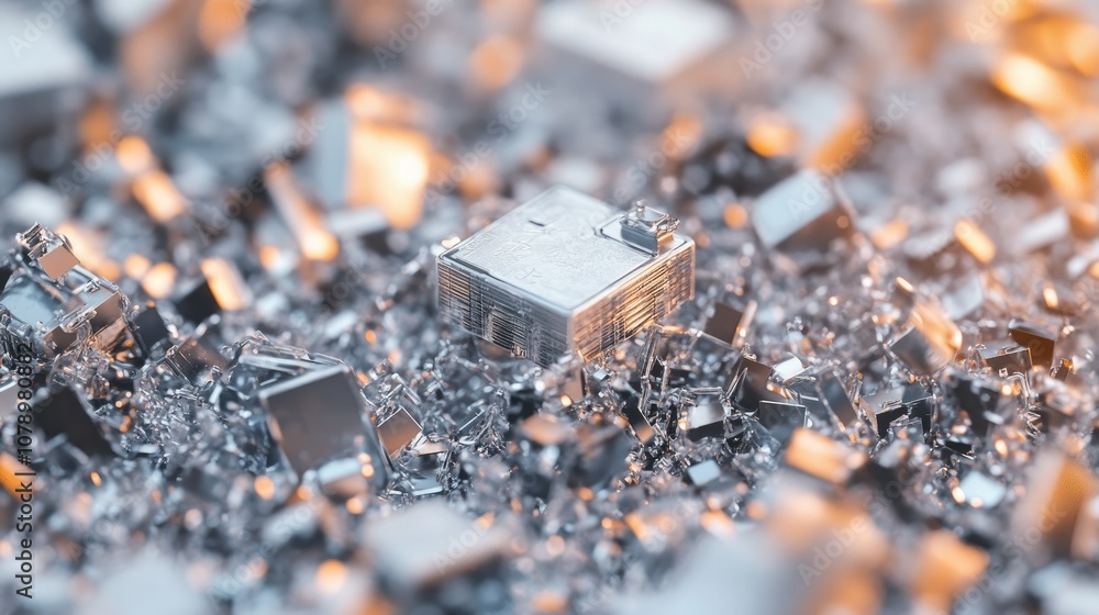 Poster metallic components in an electronics workshop setting