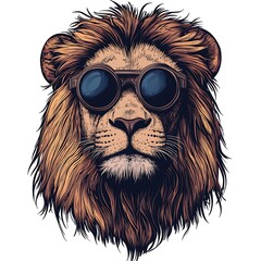 Obraz premium Cool lion wearing sunglasses.