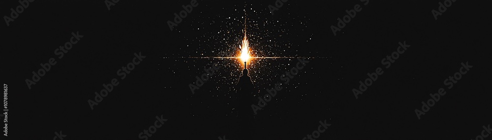 Wall mural bright star shining in the night sky, surrounded by a cosmic field of scattered light.