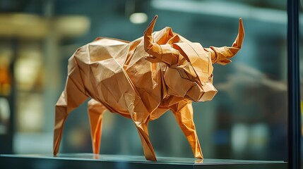 Origami - Folding paper in the shape of Taurus (born between April 20 and May 20) The message is that even though it is just paper, if you try your best, it can lift you up on a pedestal gracefully.