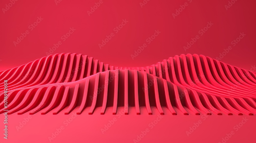 Poster abstract red wave pattern with 3d effect.