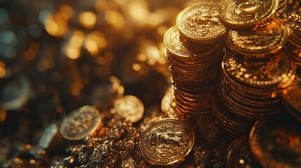 Coins stacked in gold, symbolizing growing wealth