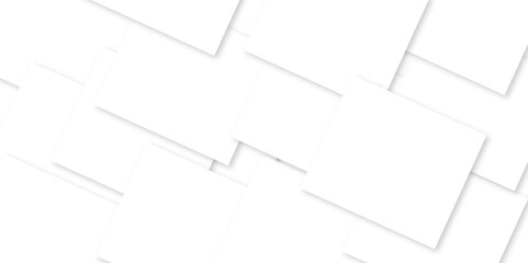 Modern white and gray technology concept diamond triangle geometric line background. Creative design with white boxes and 3d white rectangle business card. soft shadows as pattern, top view. squares.