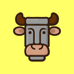 simple animal head illustration vector
