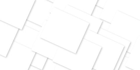 Modern white and gray technology concept diamond triangle geometric line background. Creative design with white boxes and 3d white rectangle business card. soft shadows as pattern, top view. squares.
