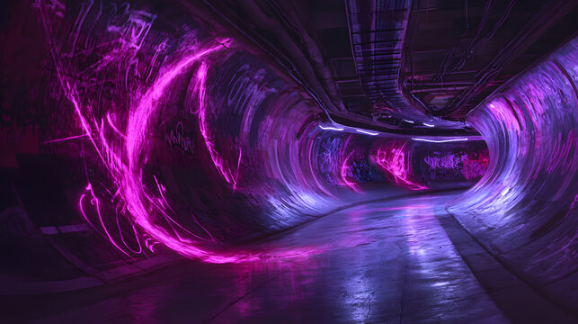 Underground data center skate maze, fiber optic light trails, quantum glitch graffiti, digital tribe gathering