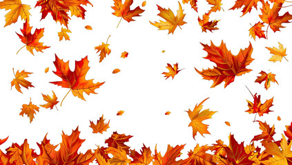 Autumn leaves falling in a frame around a transparent center.