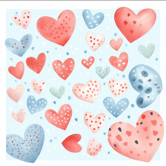 Fototapeta premium Rustic pastel colors hearts Valentines Day holiday pattern, craft romantic design