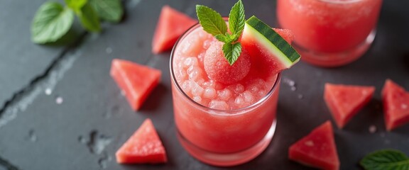 Refreshing Watermelon Slush for Blogs, Websites, Summer Parties, Health Campaigns, and Drink Menus - Perfect for Hydration and Cooling Refreshment