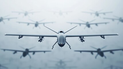 A fighter jet is flying through a cloud of other fighter jets