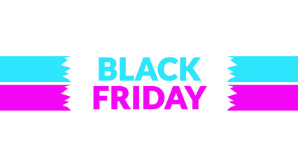 Black Friday text with side lines on a White background.
