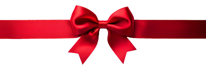Red bow with ribbon isolated on transparent background