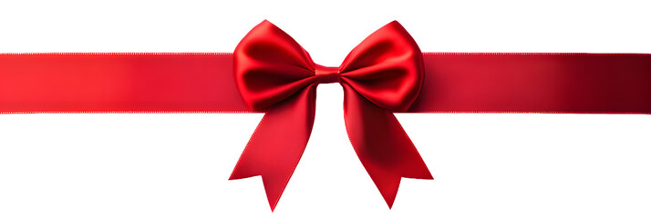 Red bow with ribbon isolated on transparent background