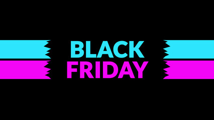 Black Friday text with side lines on a black background.