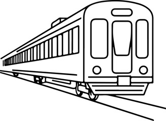 Vector Graphic of a Train: Detailed line art depicting a traveling train, ideal for transportation-themed designs and illustrations.