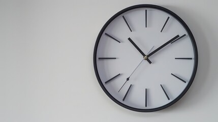Minimalist black and white clock with a sleek design, providing modern elegance in neutral interiors.
