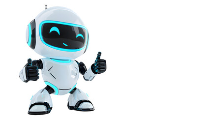 Friendly robot giving thumbs up isolated on transparent background