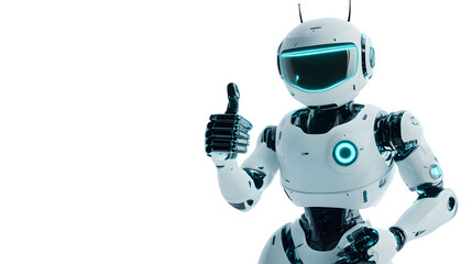 Naklejka premium Friendly robot giving thumbs up isolated on transparent background