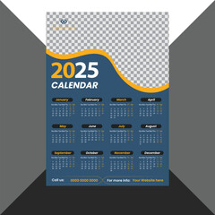 2025 one-page New Year colourful wall calendar design template