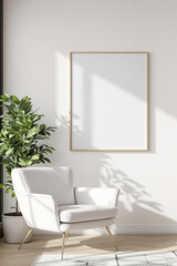 Dynamic Bedroom Interior with Blank Frame Mockup: Contemporary Decor and Vibrant Ambient Lighting for Artistic Showcases