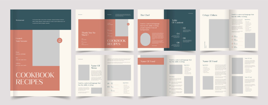 Cookbook Layout, Recipe Book Template, Brochure Design