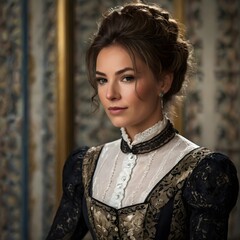 femme en costume typique du 18ème siècle 