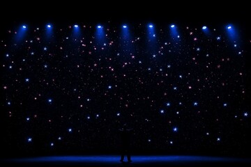 Blue stage lights with starry effect create a captivating and enchanting atmosphere.