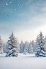 Naklejka premium Christmas Snowy Landscape Background representing Peace, Calm, Winter, Nature, Celebration 
