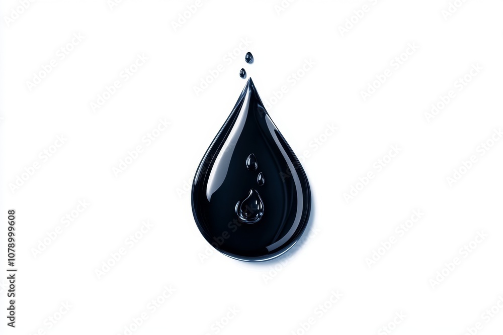 Poster a simple 2d drawing of a drop of oil in a pipette, symbolizing skincare on a plain white background