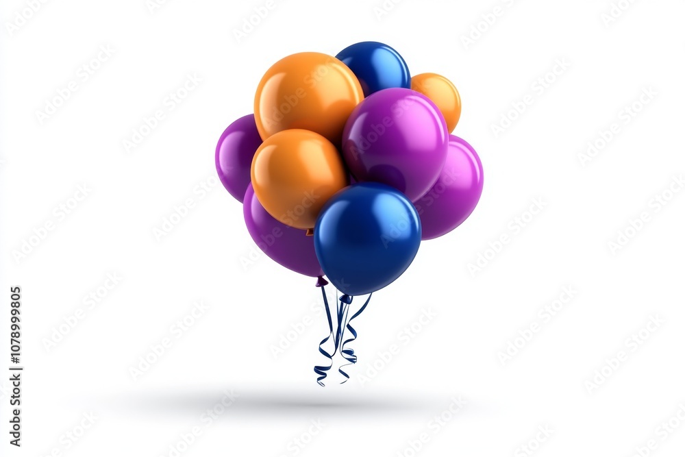 Poster a single balloon icon floating on a plain background, capturing a simple party vibe