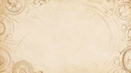 Vintage paper background with sketched gears.