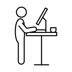 Flexible Workspace Icon – Standing Desk, Representing Adaptable Work Environment, Ergonomic Choices, and Employee Comfort