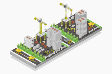 Isometric Buildings Under Construction