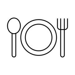 Canteen Icon – Plate with Fork and Knife, Representing Dining Facility, Meal Service, and Employee Lunch Area