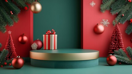 product podium stand with christmas theme background