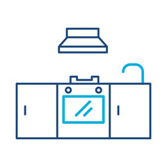 Kitchen for Self-Service Icon – Stove with Utensils, Representing Cooking Facilities, Employee Independence, and Meal Preparation