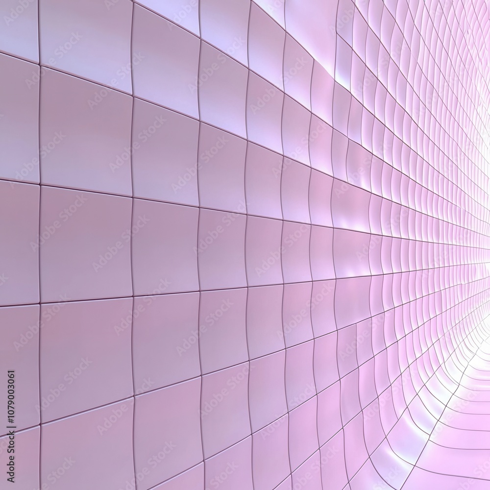 Poster abstract design featuring a flowing, grid-like pattern in soft pastel colors, creating a sense of de