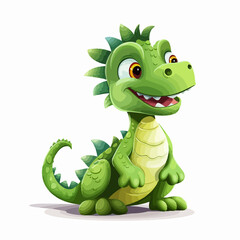 Fototapeta premium Vibrant Green Dinosaur with Spiky Tail Illustration